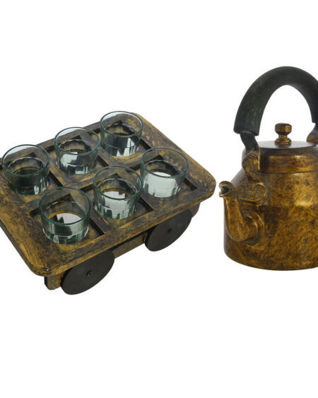 ALUMINIUM TEA KETTLE WITH 6 GLASS