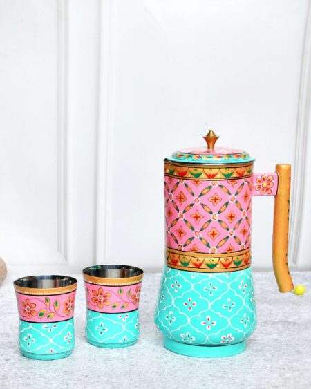 ALUMINIUM JUG WITH GLASS