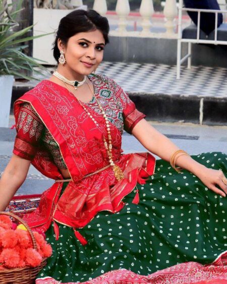 Women's Traditional Bandhani Ghagra Choli with Dupatta ? Navratri & Festive Wear